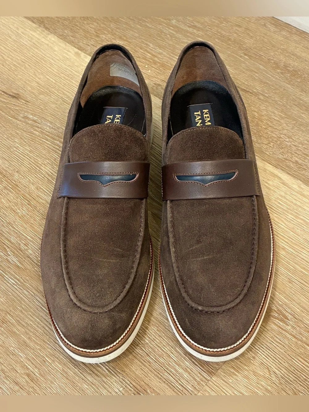 Kemal Tanca Brown Suede Penny Loafers Men's EU 44 US 10 Casual Dress Shoes